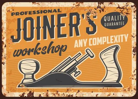 Woodwork joiner or carpenter workshop, metal plate Stock Illustration