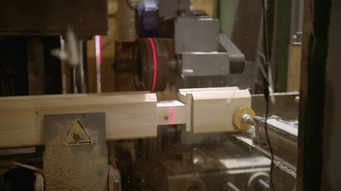 Woodwork machine makes chute on timber b... | Stock Video | Pond5