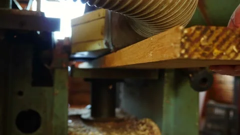 Woodwork thicknessing timber 2 Stock Footage 231788411