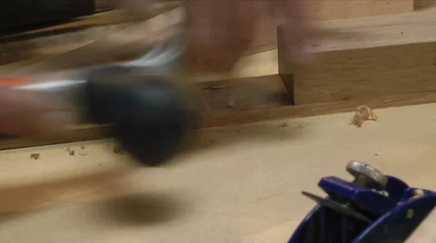 Woodwork Using Hand Scraper cu Stock Footage 65437332