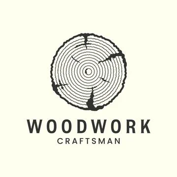 Woodwork vintage logo vector template illustration design. furniture or carpe Illustrazione stock