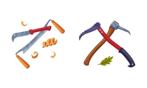 Woodworker and lumberjack tools set. Equipment for wood processing and carpentry 库存插图
