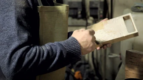 Woodworker Applying Glue to Boards Stock Footage 59698824