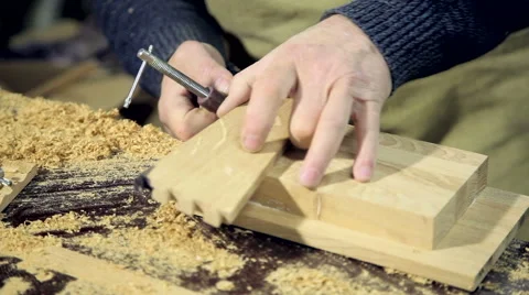 Woodworker Applying Glue to Boards Stock Footage 59699843