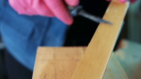 Woodworker Applying Glue to Boards Stock Footage 75952253