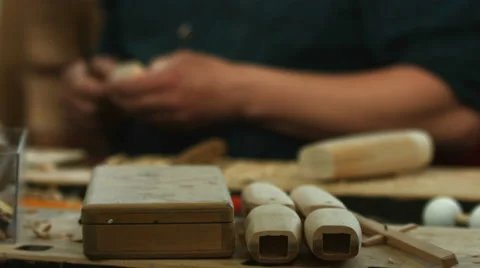 Woodworker carving 2 Stock Footage 49176031