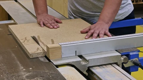 Woodworker Cutting Board on Table Saw Stock Footage 337551889