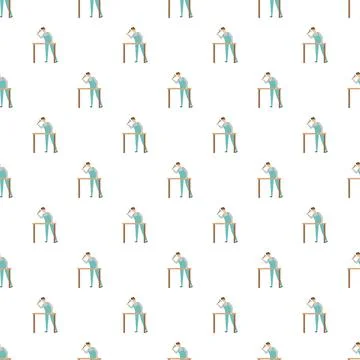 Woodworker hammering nails creating seamless pattern Stock Illustration