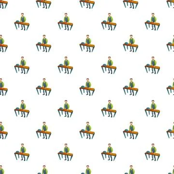 Woodworker man standing at table saw seamless pattern Stock Illustration