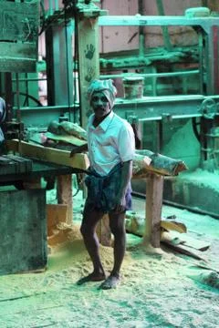 A woodworker in a sawmill. 写真素材