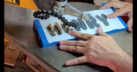 Woodworker at a Scroll Saw Stock Footage 316142680