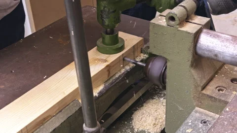 Woodworker shaping timber on machine Stock Footage 337550295