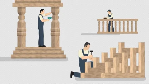 Woodworking Carpentry Services Alpha Channel Stock Footage 260908207