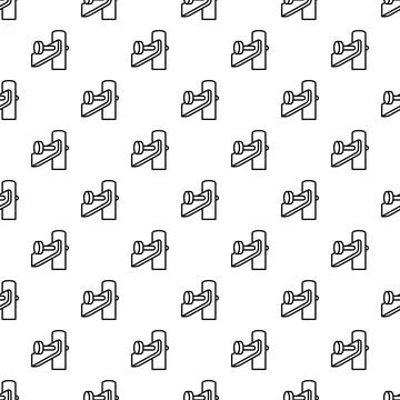 Woodworking clamp seamless pattern black outline Illustrazione stock