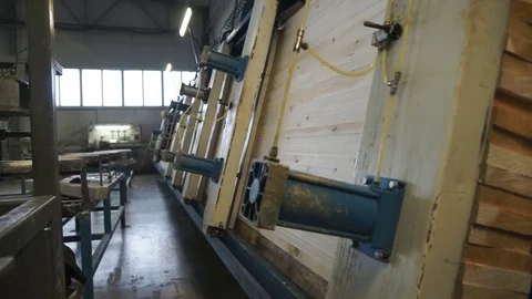 Woodworking equipment at work general plan Stock Footage 78720365