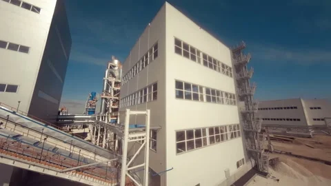 Woodworking factory - technological lines, pipelines, tall pipes, workshops Stock Footage 161993838