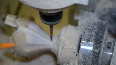 Woodworking with a five-axis coordinate machine Stock Footage 127206924