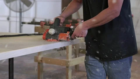 Woodworking Handheld Planer Video stock 143439145