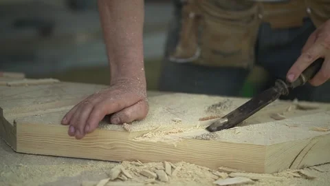 Woodworking. Iron chisel. Stock Footage 322616406