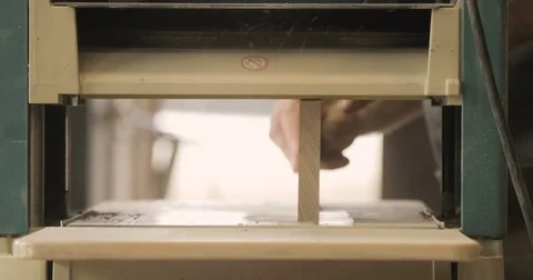 Woodworking machine close-up, in a private carpentry workshop Stock Footage 74713755
