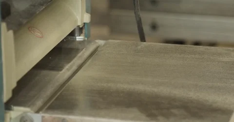 Woodworking machine close-up, in a private carpentry workshop Stock Footage 74719988