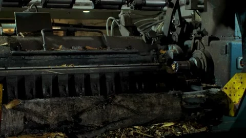 Woodworking machine cuts raw materials in a factory Stock Footage 292931820