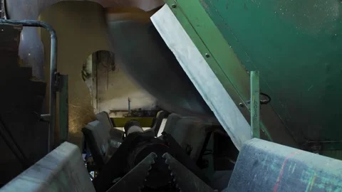 Woodworking machine cuts raw materials in a factory. Close Up. Stock Footage 292931873