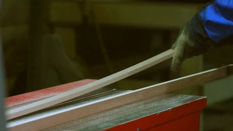 Woodworking on a machine Stock Footage 95772883