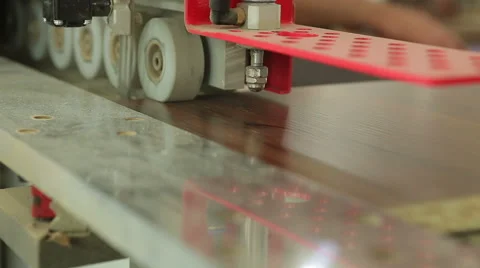 Woodworking Machine. Line for processing wood and timber at the woodworking Stock Footage 54443205