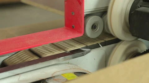 Woodworking Machine. Line for processing wood and timber at the woodworking Stock Footage 54443649