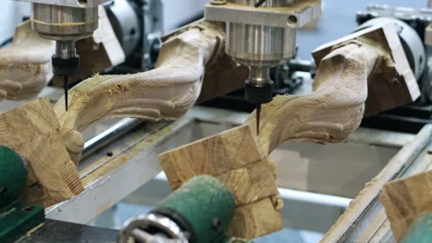 A woodworking machine makes a part. Stock Footage 263760908