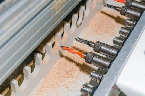 Woodworking machine work Stock Photos