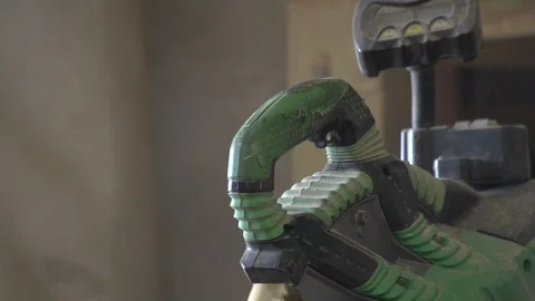 Woodworking Shop using  a Carbide Mitre Saw Stock Footage 109849096