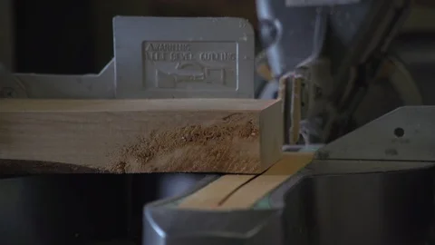 Woodworking Shop using  a Carbide Mitre Saw Stock Footage 110069522