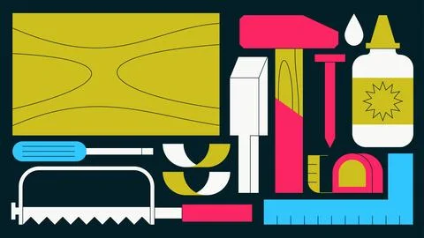 Woodworking Tools Flat Illustration Stock Illustration