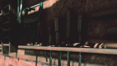 Woodworking Tools Neatly Organized on a Workshop Wall in Warm Sunlight Stock Footage 344523106