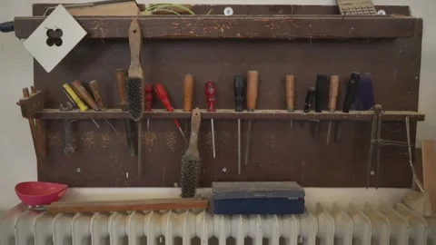 Woodworking tools in a workshop 스톡 동영상 227857429