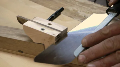 Woodworking using Japanese pull saw Stock Footage 65434426