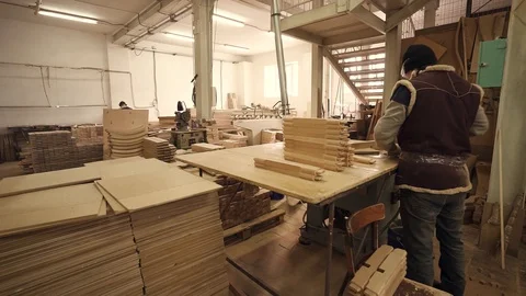 Woodworking workshop Stock Footage 128369249