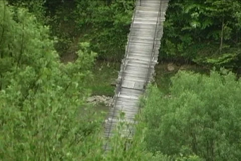 Woody river bridge Stock Footage 5622847