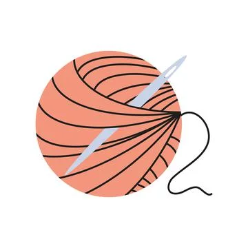 Wool ball and needle Stock Illustration