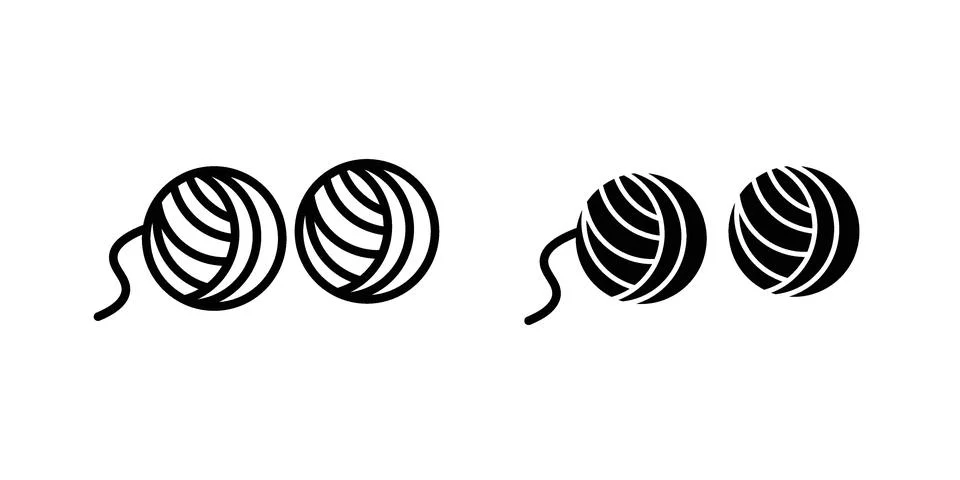 Wool ball icon set modern line and solid style collection. Stockillustratie