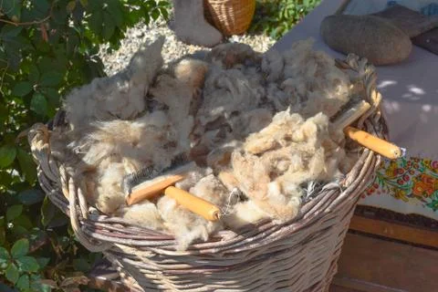The wool in the basket Stock Photos