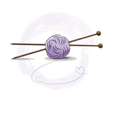 Wool clew. Knitting logo. knitting needles for knitting. Needlework Stock Illustration
