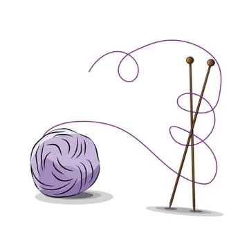 Wool clew. Knitting logo. knitting needles for knitting. Needlework Stock Illustration