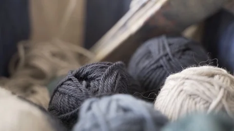 Wool Close up in Knitting Basket 動画素材 120313134