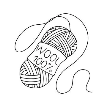 Wool for hand knitting in hand drawn doodle style. Vector illustration isolat Stock Illustration