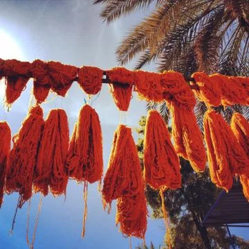 Wool before it gets dye in Marrakech Stock Photos
