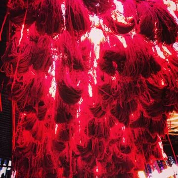 Wool before it gets dye in Marrakech Stock Photos