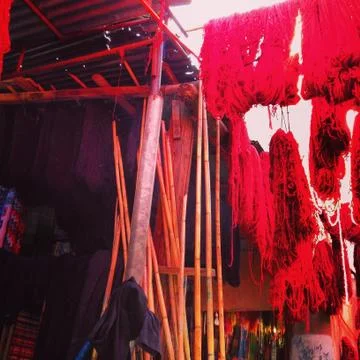 Wool before it gets dye in Marrakech Stock Photos